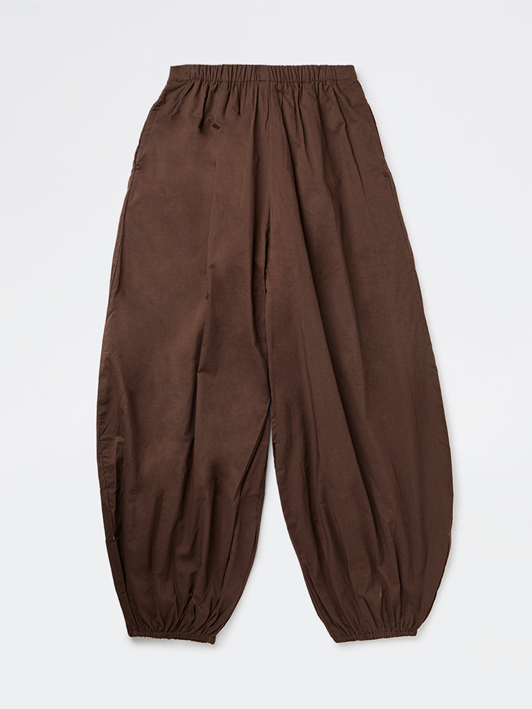 Girls Brown High-Rise Harem Cotton Pants
