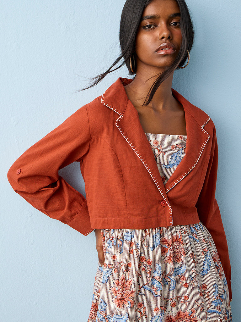 Bombay Paisley Red Cotton Tiered Dress with Jacket