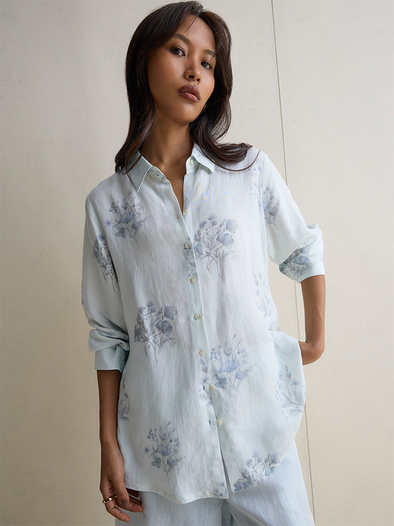 Zuba Light Blue Floral Printed Tunic