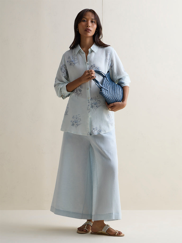 Zuba Light Blue Floral Printed Tunic