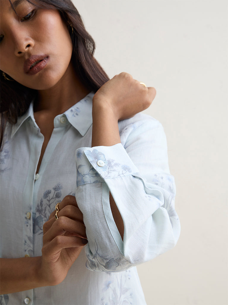 Zuba Light Blue Floral Printed Tunic