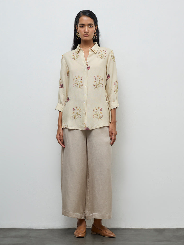 Zuba Light Yellow Floral Printed Tunic