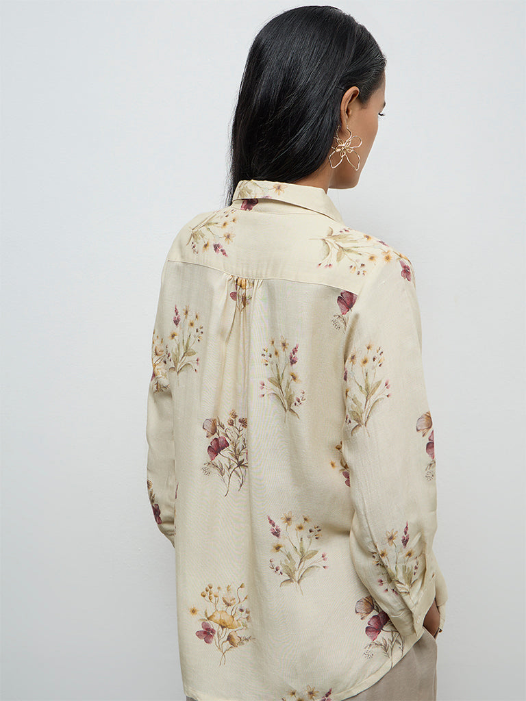 Zuba Light Yellow Floral Printed Tunic