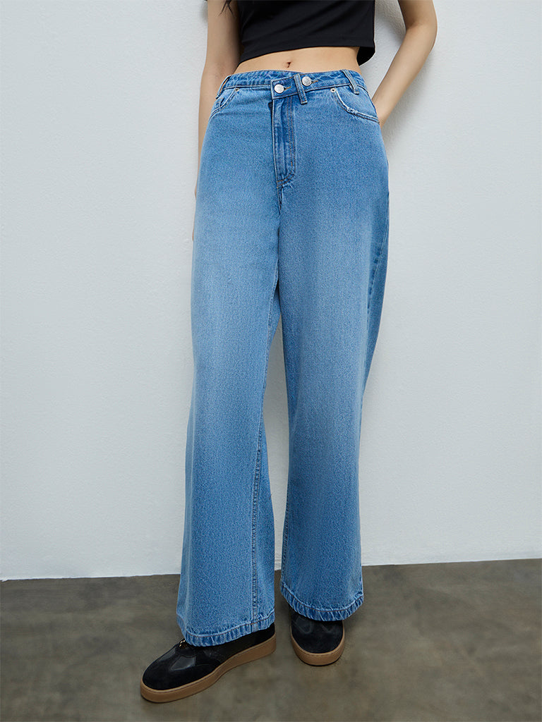 Nuon Blue Faded High-Rise Jeans