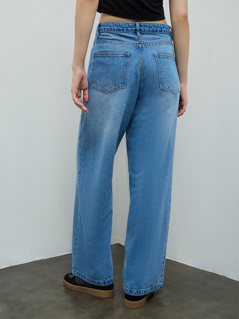 Nuon Blue Faded High-Rise Jeans