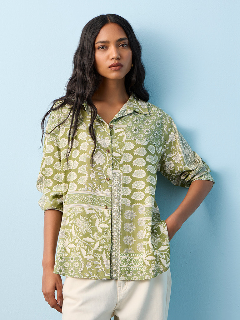 Utsa Green Foliage Printed Tunic