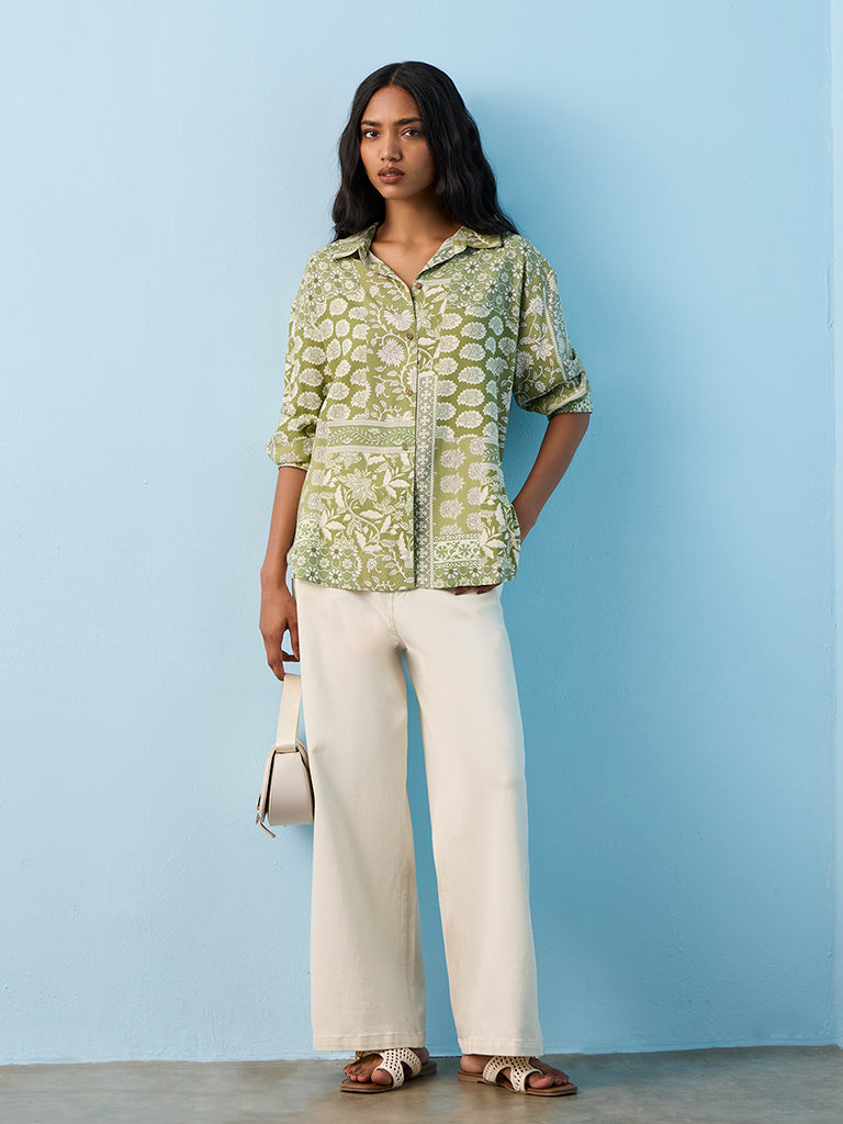 Utsa Green Foliage Printed Tunic
