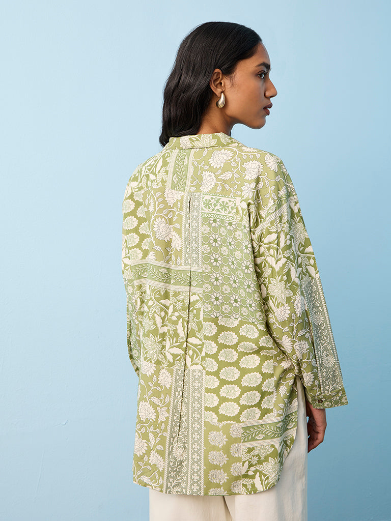 Utsa Green Foliage Printed Tunic