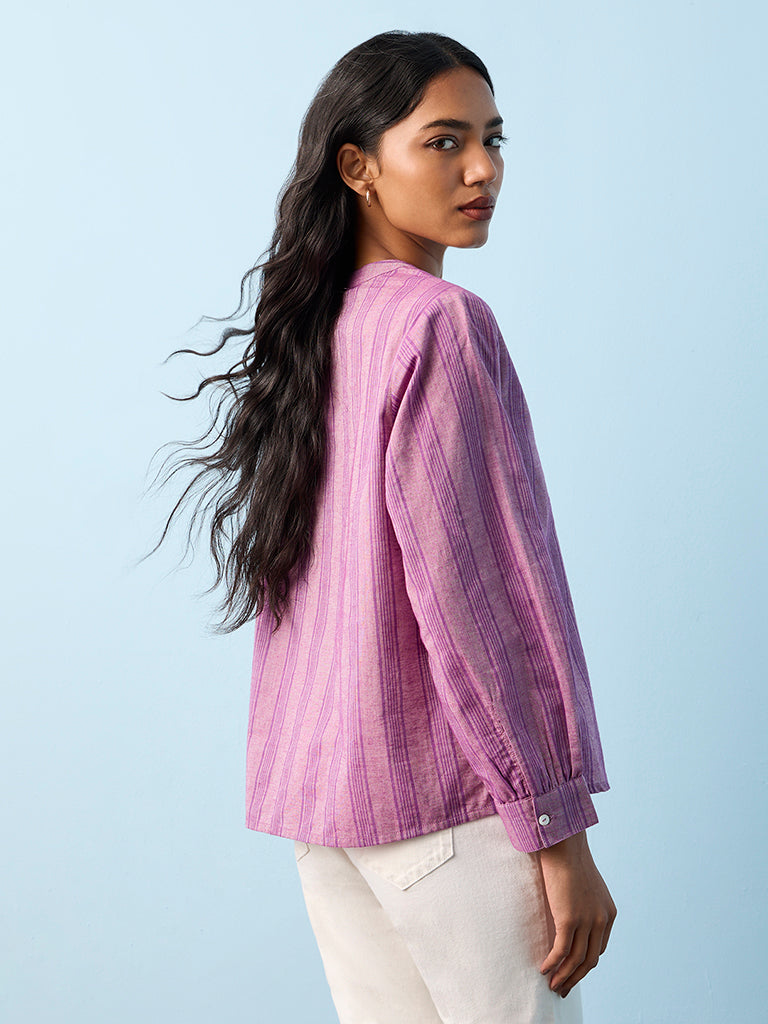 Utsa Lilac Floral Embroidered Cotton Tunic