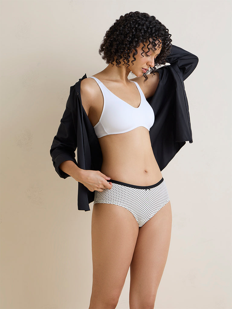 Wunderlove White Cotton-Blend Padded Bra