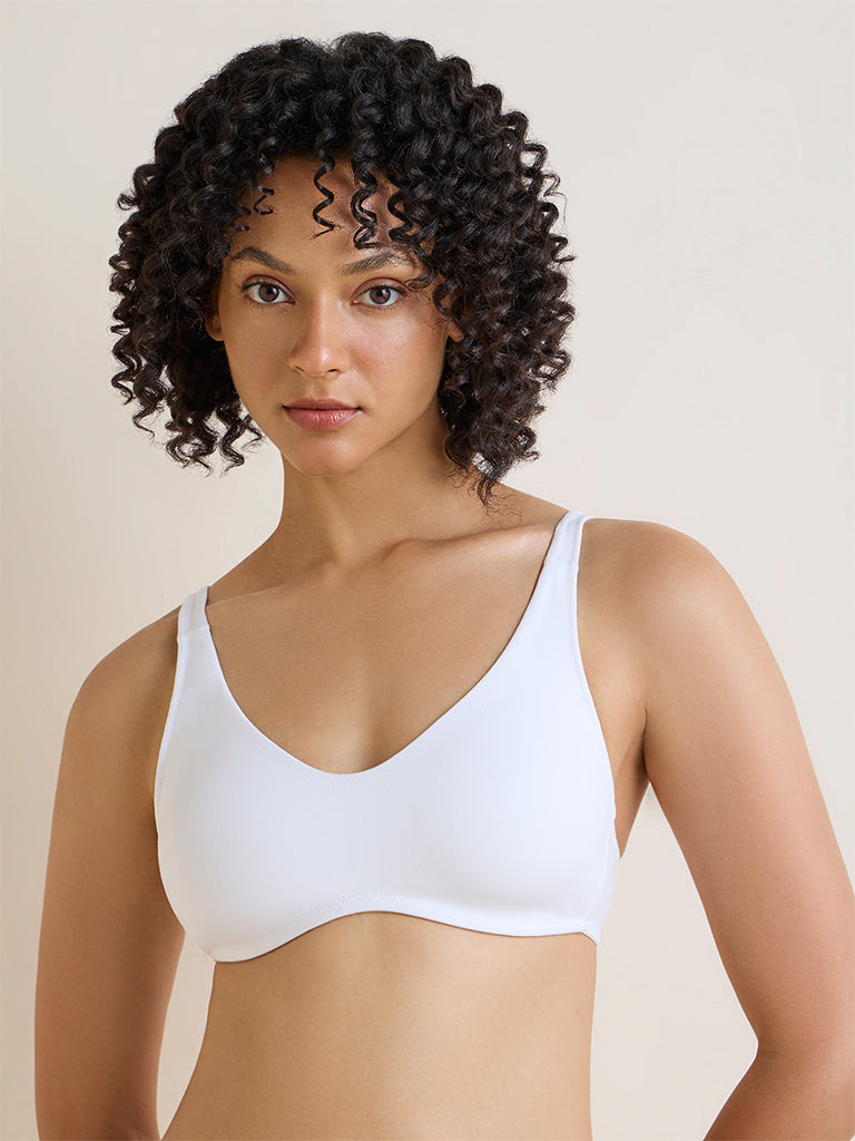 Wunderlove White Cotton-Blend Padded Bra