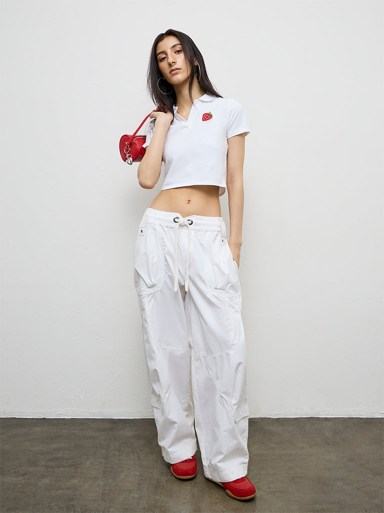 Nuon White Embroidered Cotton-Blend T-Shirt