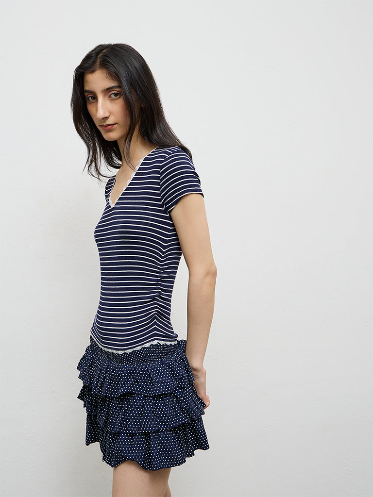 Nuon Navy Striped T-Shirt