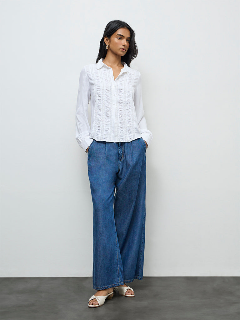 LOV Off-White Lace Embroidered Shirt