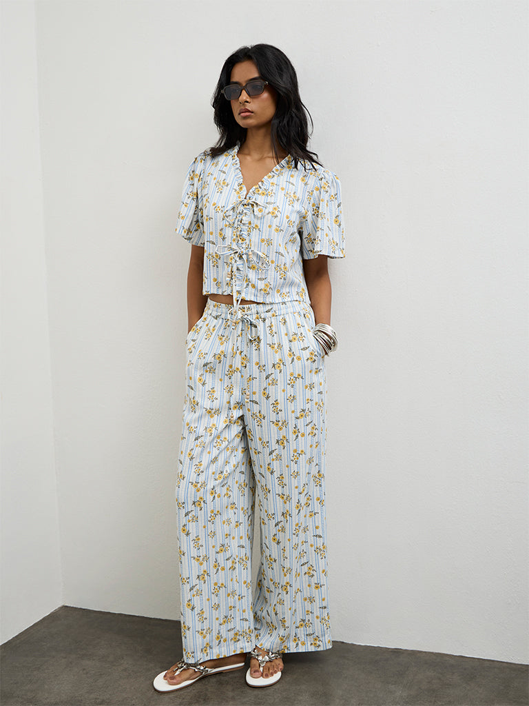 LOV Multicolor Floral Printed High-Rise Pants
