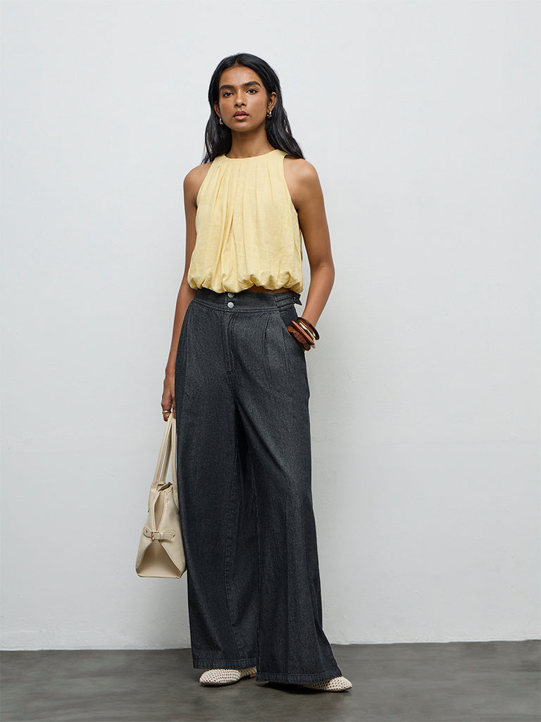 LOV Dark Charcoal Wide-Leg High-Rise Jeans