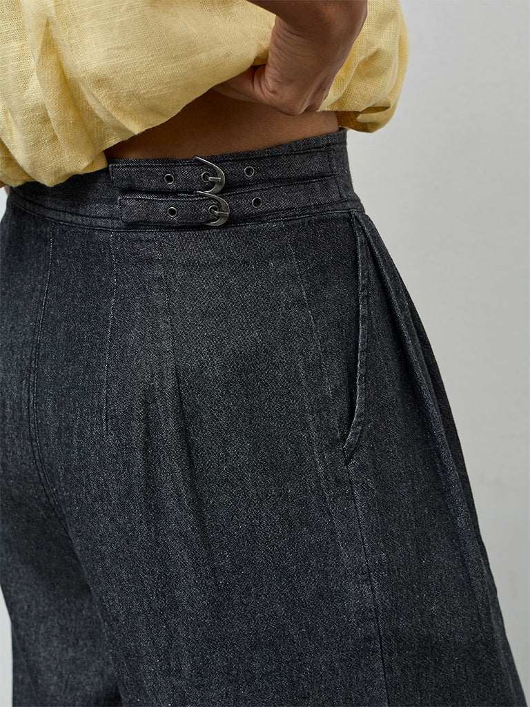 LOV Dark Charcoal Wide-Leg High-Rise Jeans