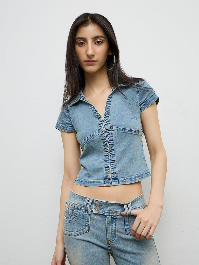 Nuon Light Blue Denim Blouse