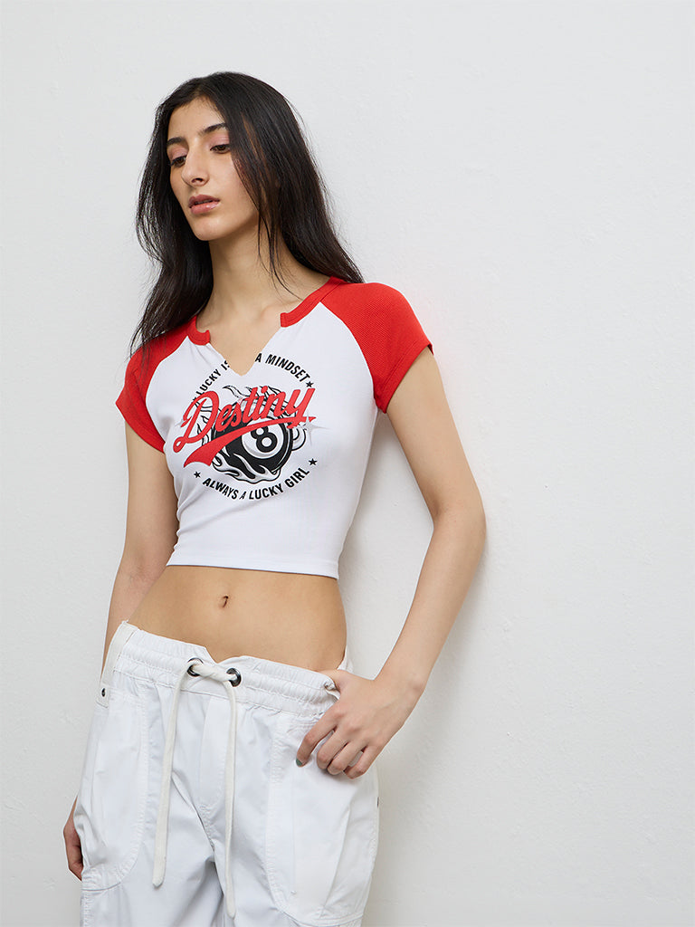 Nuon Red Graphic Printed Top
