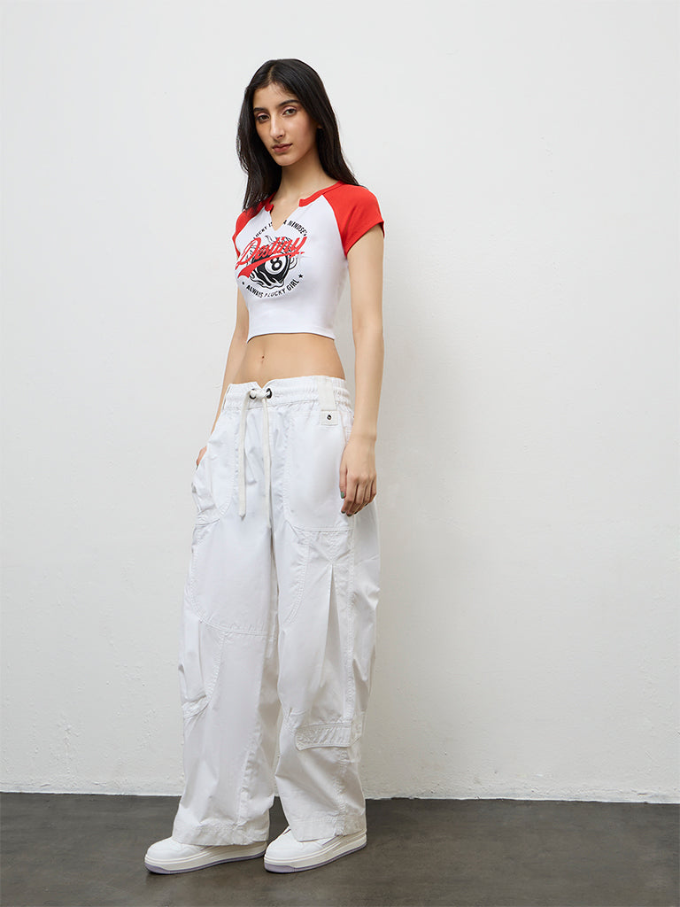 Nuon Red Graphic Printed Top