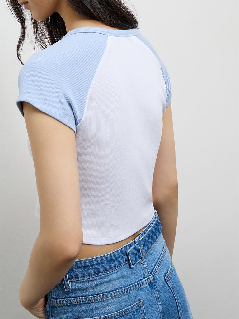 Nuon Blue Graphic-Printed Top