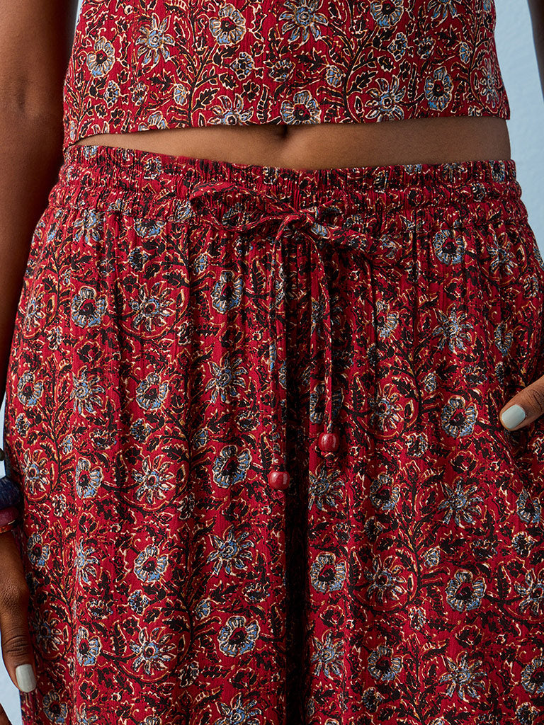 Bombay Paisley Red Botanical Design Palazzos