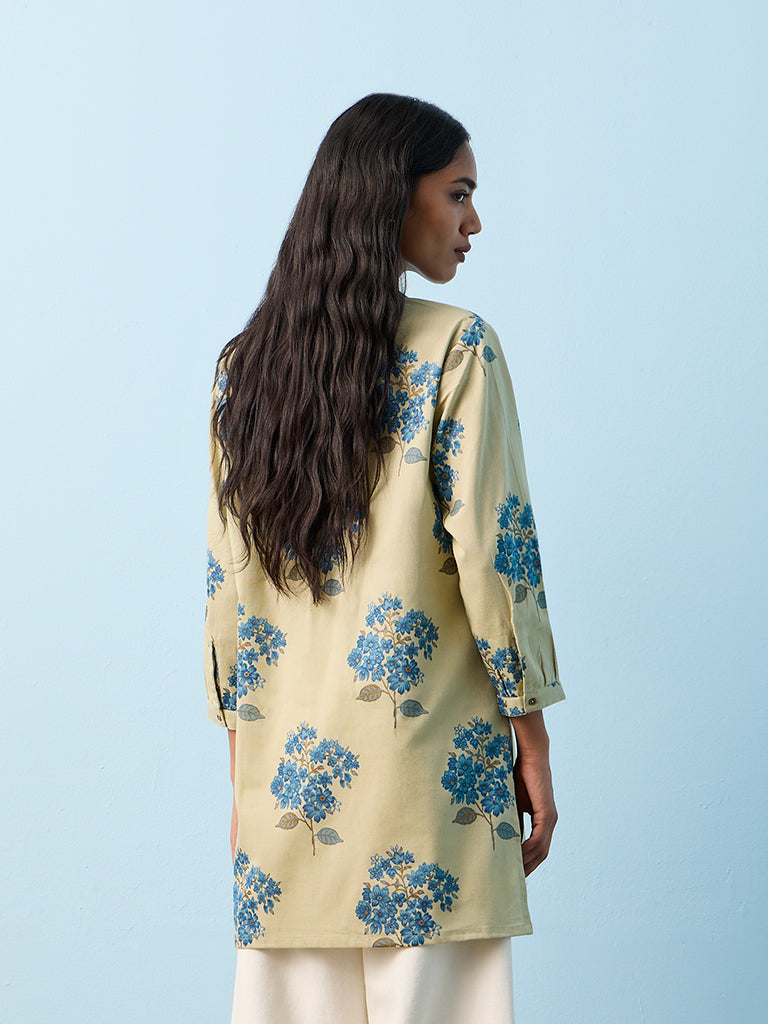 Utsa Sage Foliage Pattern Cotton-Blend Tunic