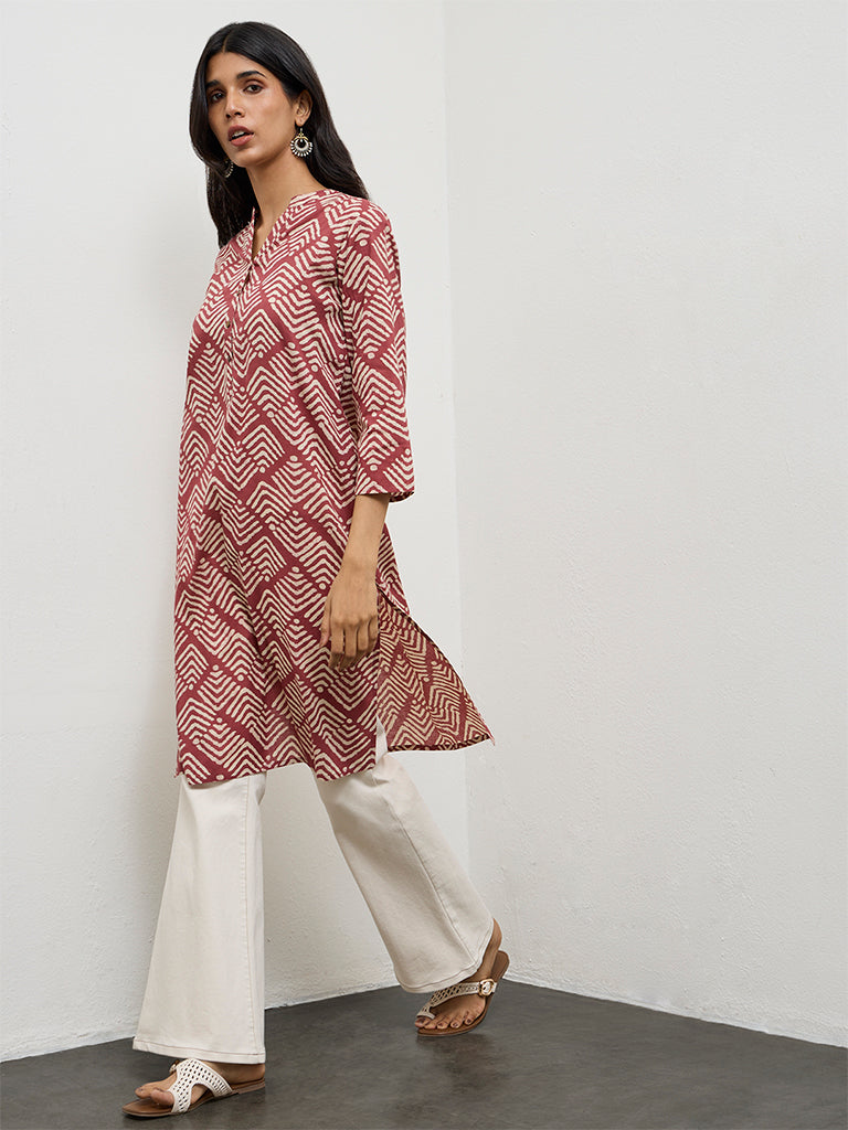 Utsa Rust Printed Cotton Straight Kurta