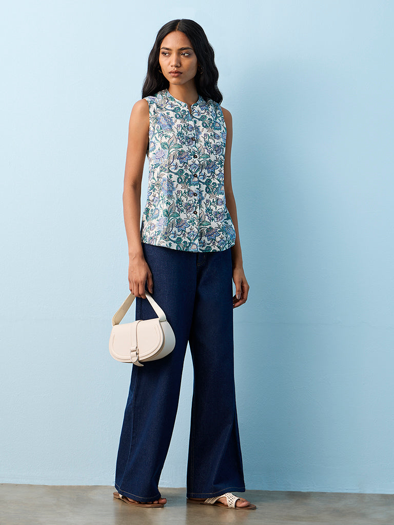 Utsa Blue Nature-Inspired Cotton Tunic