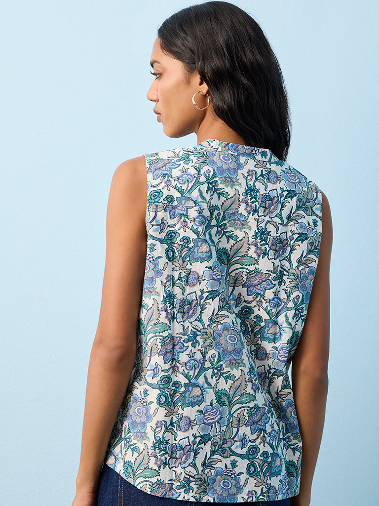 Utsa Blue Nature-Inspired Cotton Tunic