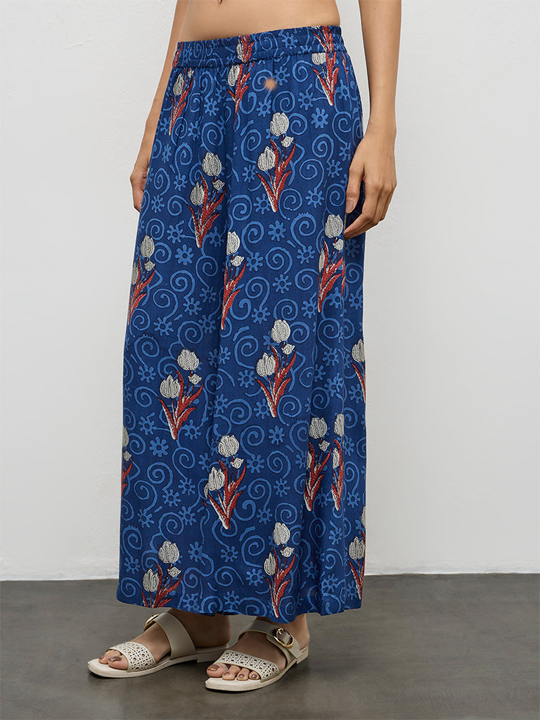 Utsa Indigo Foliage Design Palazzos