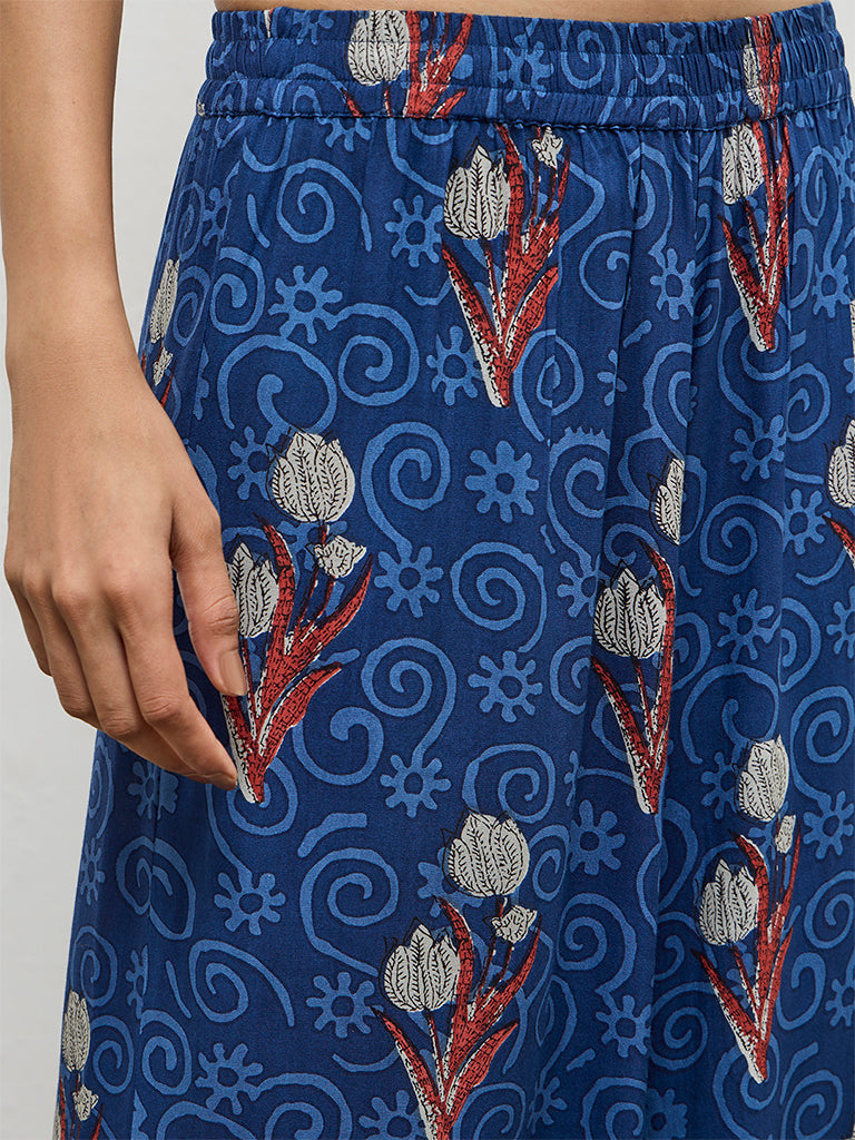 Utsa Indigo Foliage Design Palazzos