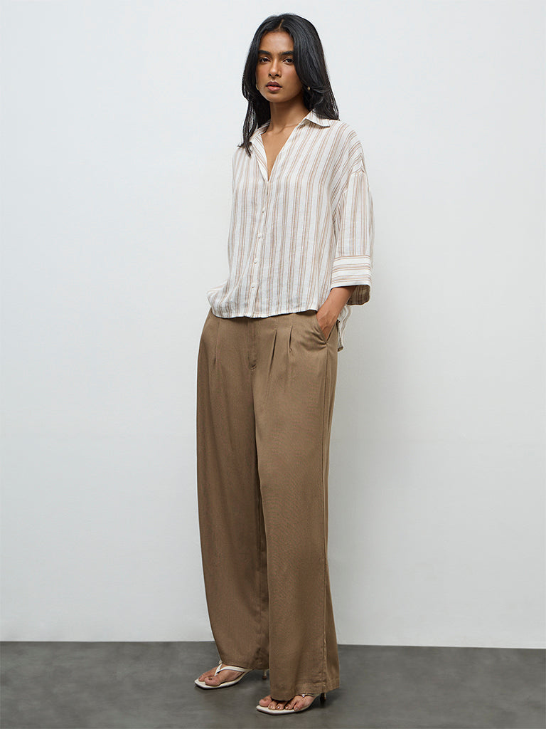 LOV Brown High-Rise Trousers