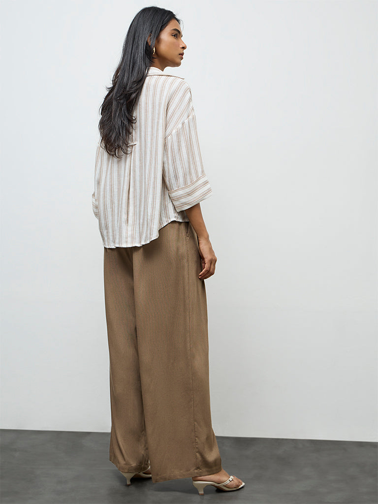 LOV Brown High-Rise Trousers