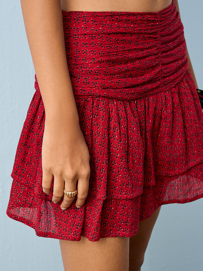 Bombay Paisley Rust Printed Mini Cotton Skirt