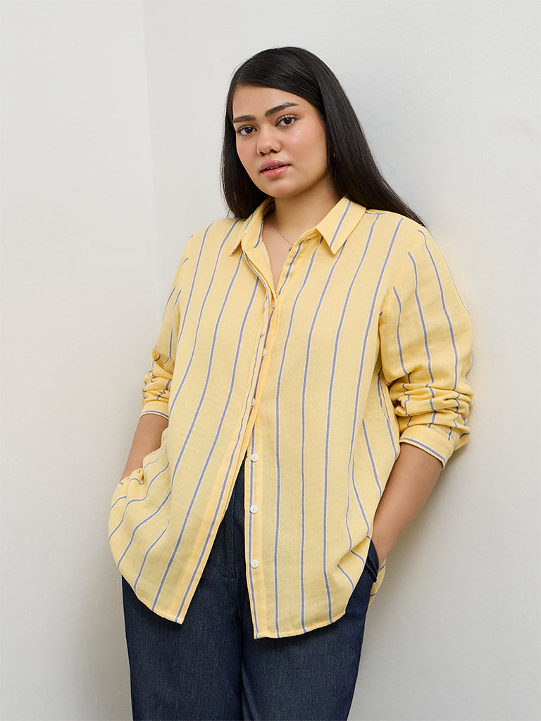 Gia Yellow Striped Cotton Shirt