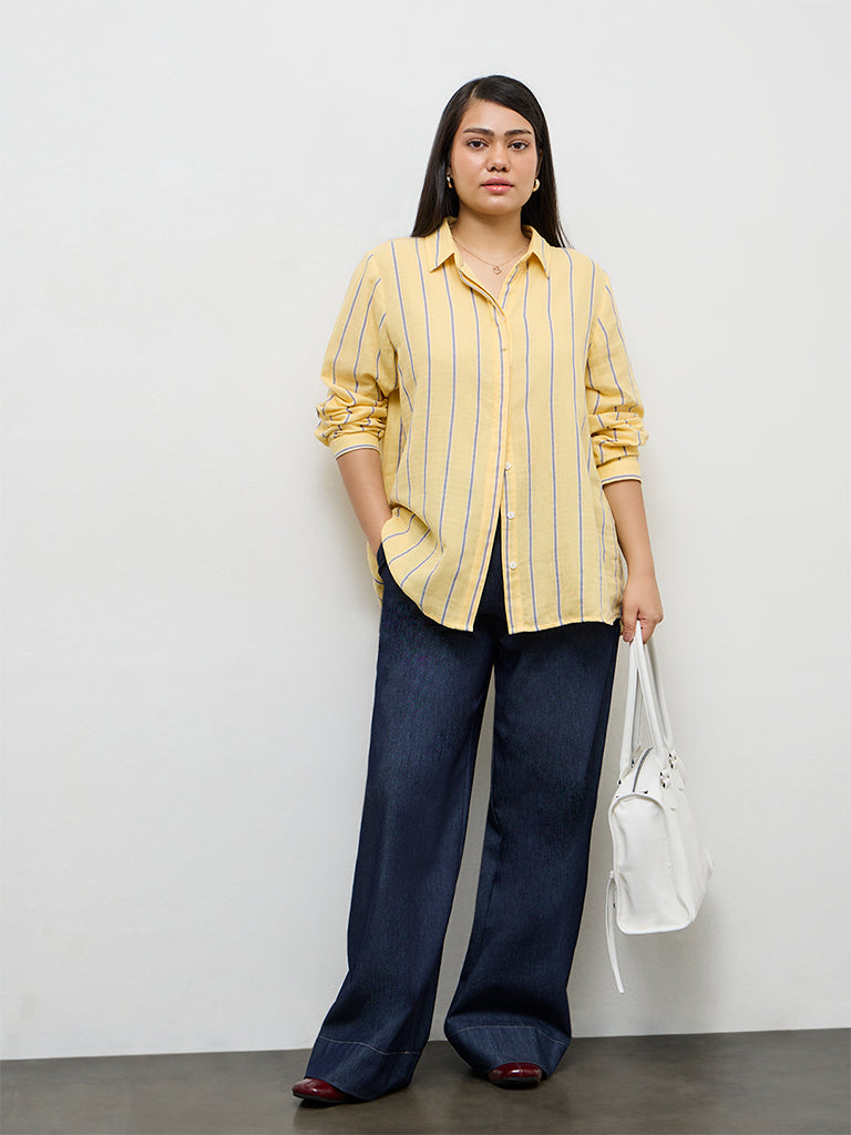 Gia Yellow Striped Cotton Shirt