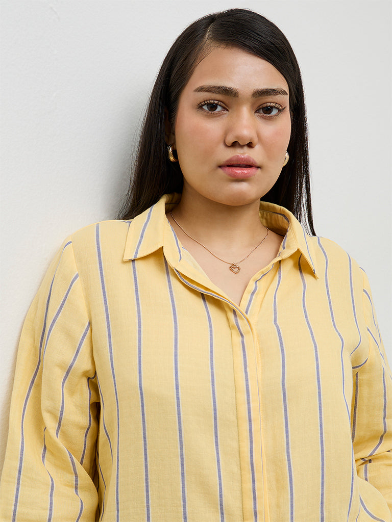 Gia Yellow Striped Cotton Shirt