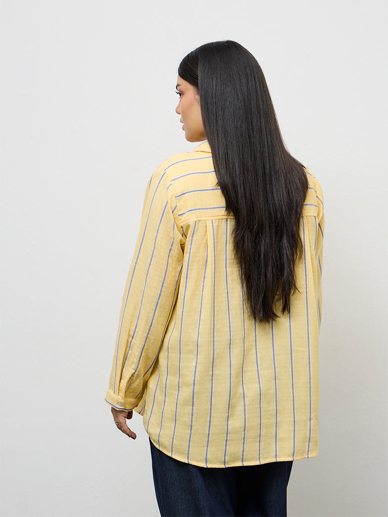 Gia Yellow Striped Cotton Shirt