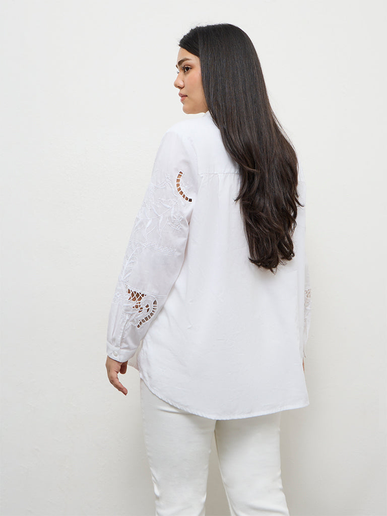 Gia White Embroidered Cotton Shirt