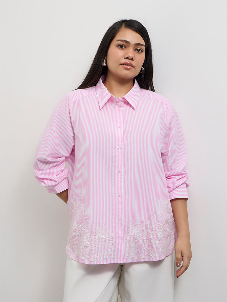 Gia Pink Striped Cotton Shirt