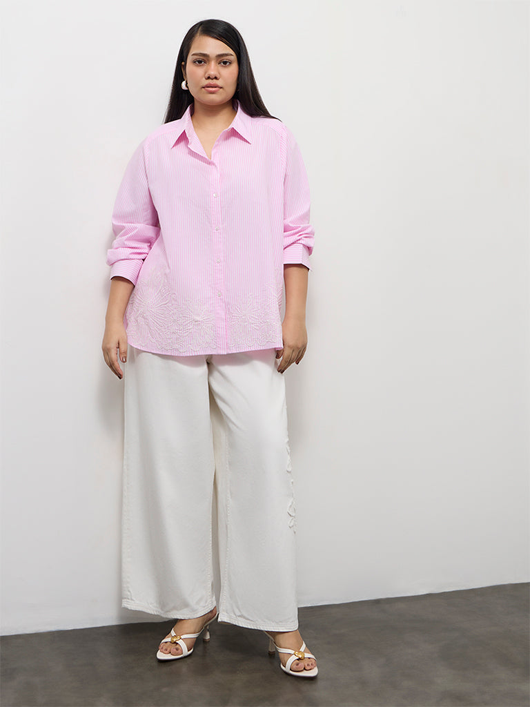 Gia Pink Striped Cotton Shirt