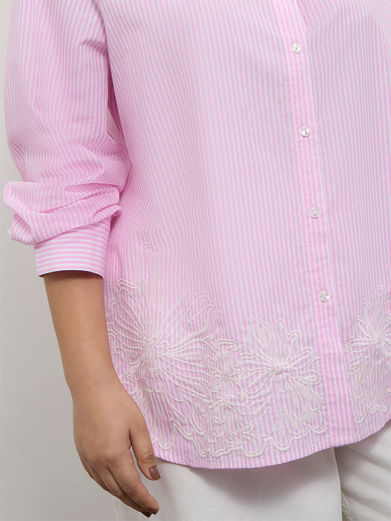 Gia Pink Striped Cotton Shirt