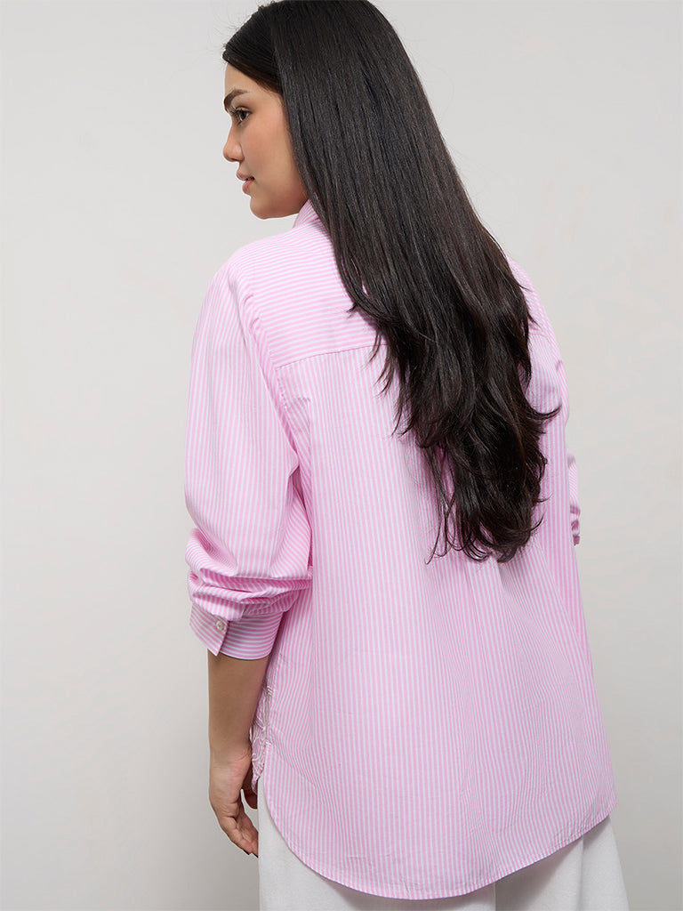 Gia Pink Striped Cotton Shirt