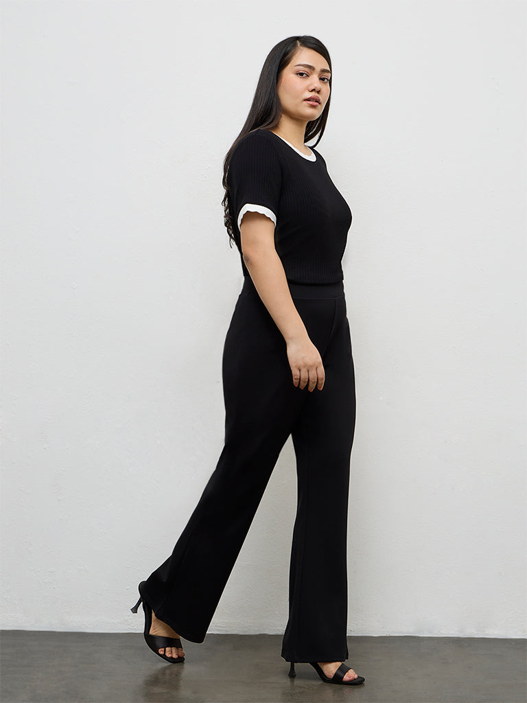 Gia Black Solid High-Rise Trousers
