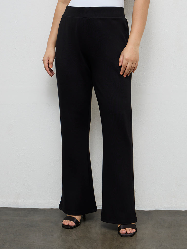 Gia Black Solid High-Rise Trousers