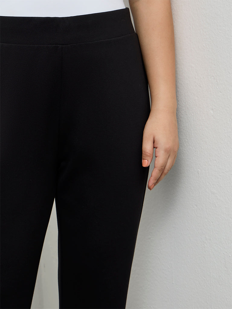 Gia Black Solid High-Rise Trousers