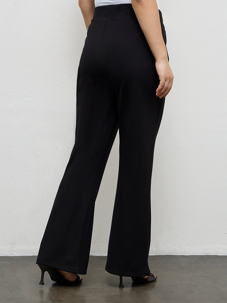 Gia Black Solid High-Rise Trousers
