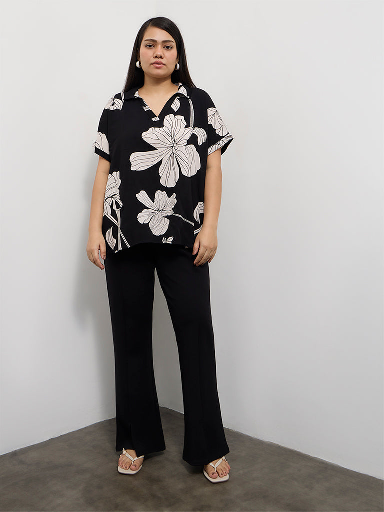 Gia Black High-Rise Flared Trousers