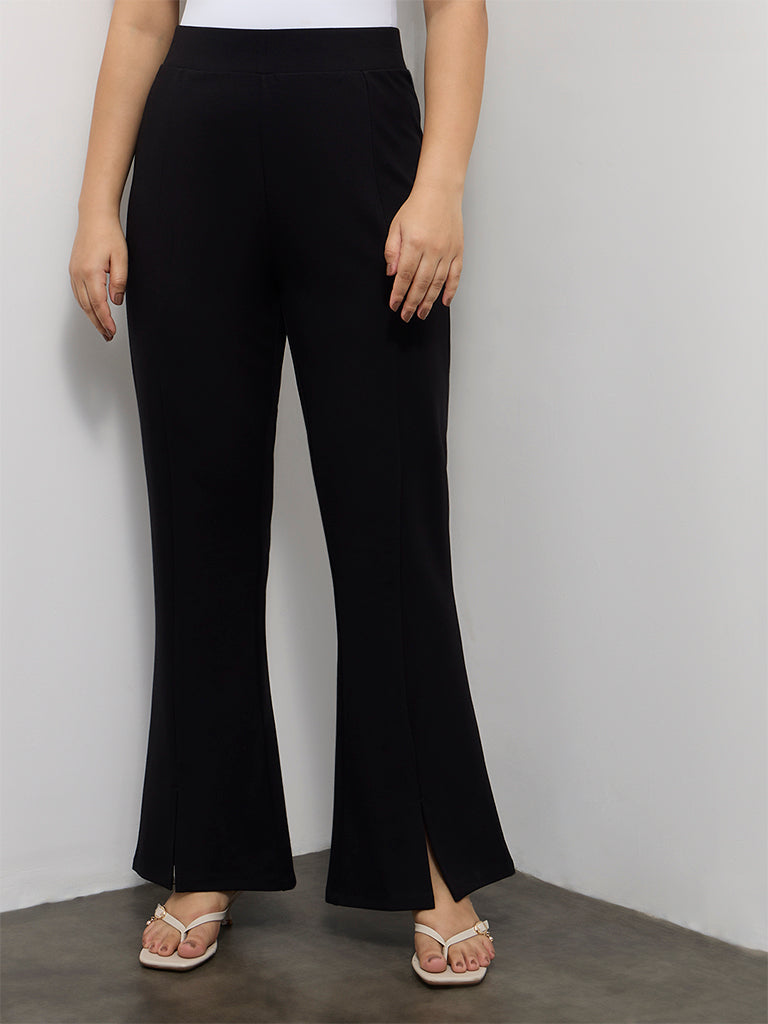 Gia Black High-Rise Flared Trousers